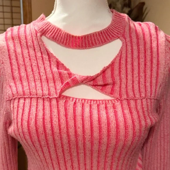Chic Pink Cutout Sweater - Picture 2 of 3